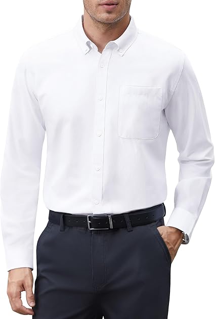 Mens Oxford Shirts Long Sleeve Button Down Shirt Regular Fit Business Casual Dress Shirts