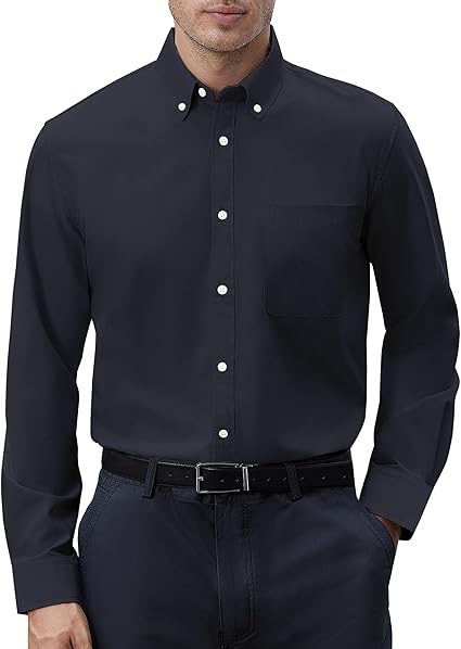 Mens Oxford Shirts Long Sleeve Button Down Shirt Regular Fit Business Casual Dress Shirts