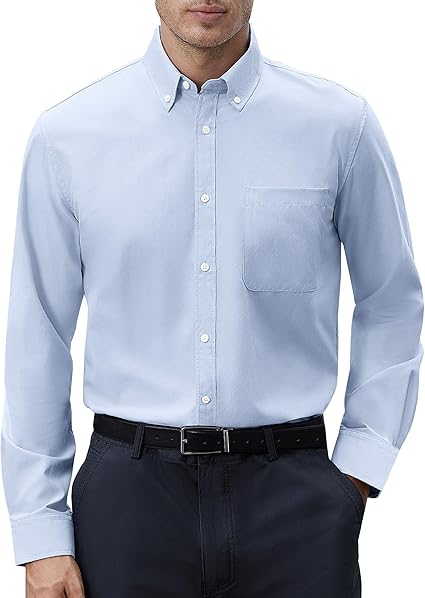Mens Oxford Shirts Long Sleeve Button Down Shirt Regular Fit Business Casual Dress Shirts