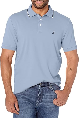 Nautica Men's Classic Fit Short Sleeve Dual Tipped Collar Polo Shirt